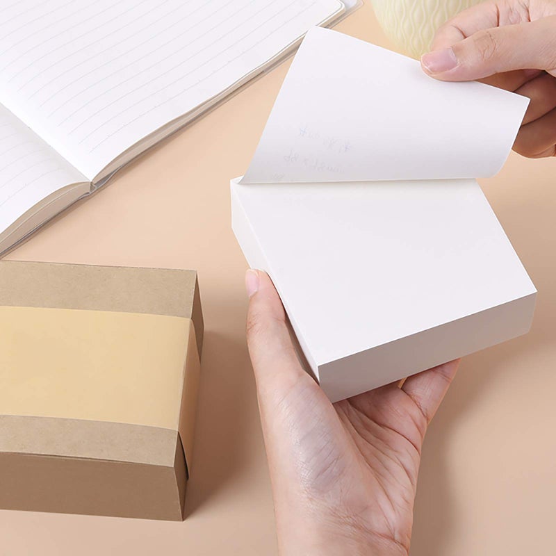 VANRA Sticky Notes 4 x 4-Inches Self-Stick Note Cube Memo Pads Strong Adhesive, 400-Sheets/Cube (Ivory White) - Image 2